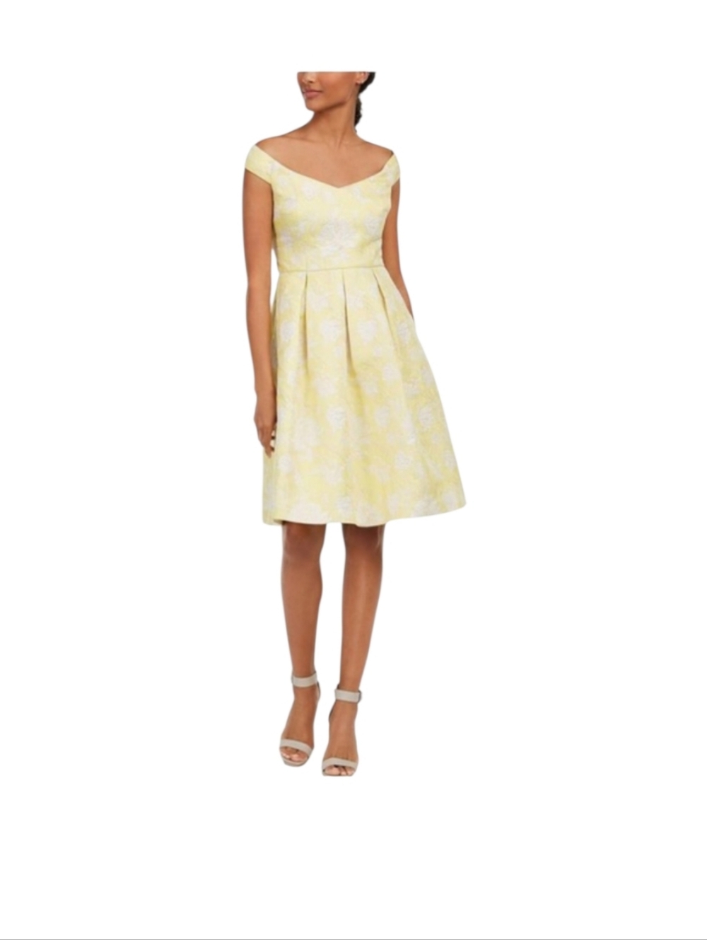 CALVIN KLEIN New Metallic Sweetheart Dress Yellow sz 2 Women's